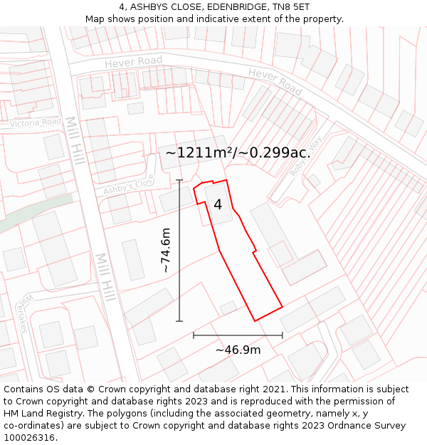 4, ASHBYS CLOSE, EDENBRIDGE, TN8 5ET: Plot and title map