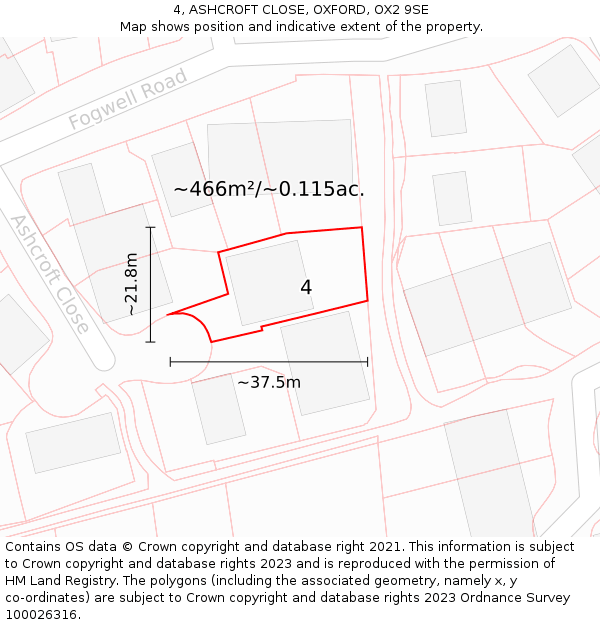 4, ASHCROFT CLOSE, OXFORD, OX2 9SE: Plot and title map