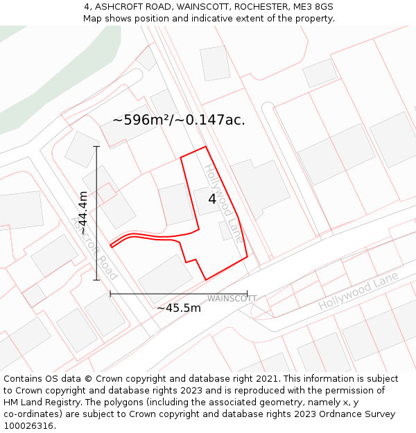 4, ASHCROFT ROAD, WAINSCOTT, ROCHESTER, ME3 8GS: Plot and title map