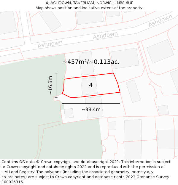 4, ASHDOWN, TAVERHAM, NORWICH, NR8 6UF: Plot and title map