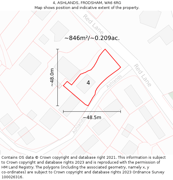 4, ASHLANDS, FRODSHAM, WA6 6RG: Plot and title map