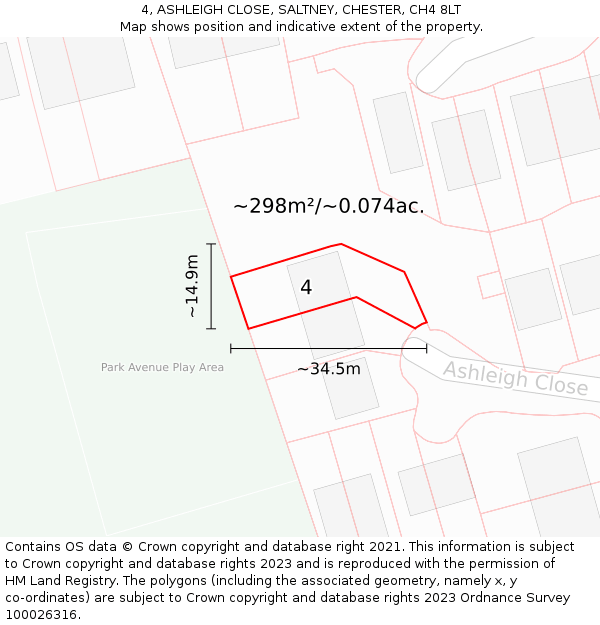4, ASHLEIGH CLOSE, SALTNEY, CHESTER, CH4 8LT: Plot and title map