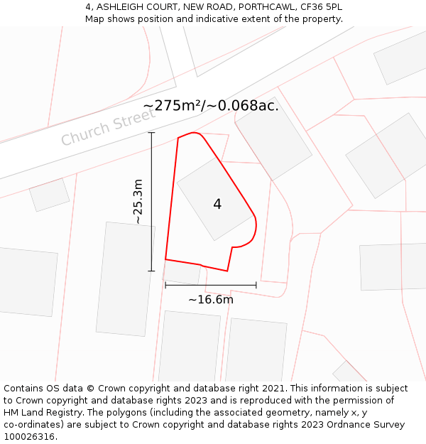 4, ASHLEIGH COURT, NEW ROAD, PORTHCAWL, CF36 5PL: Plot and title map