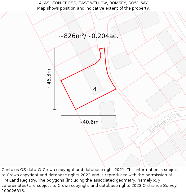 4, ASHTON CROSS, EAST WELLOW, ROMSEY, SO51 6AY: Plot and title map