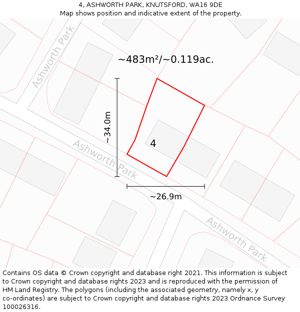 4, ASHWORTH PARK, KNUTSFORD, WA16 9DE: Plot and title map