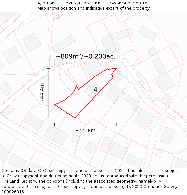 4, ATLANTIC HAVEN, LLANGENNITH, SWANSEA, SA3 1AH: Plot and title map