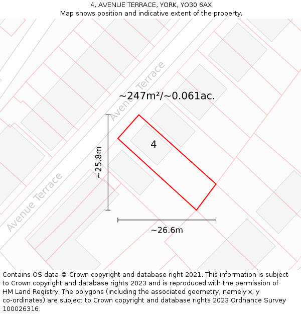 4, AVENUE TERRACE, YORK, YO30 6AX: Plot and title map