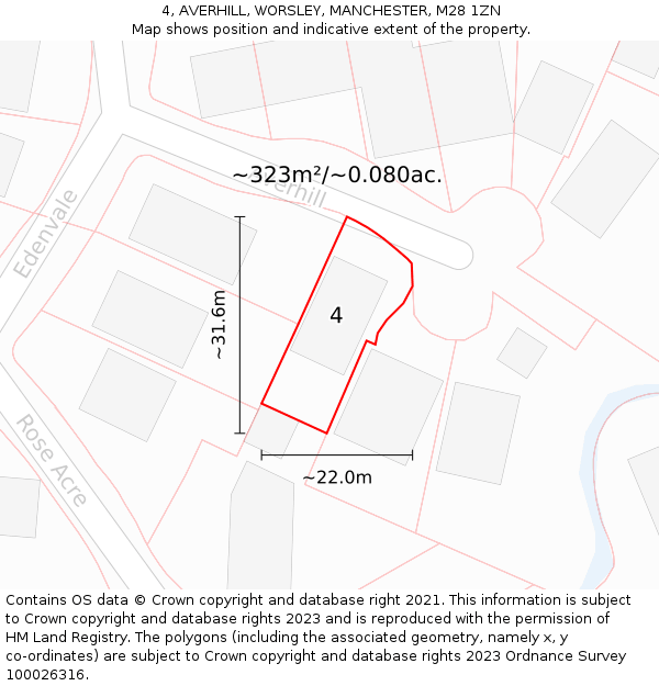 4, AVERHILL, WORSLEY, MANCHESTER, M28 1ZN: Plot and title map