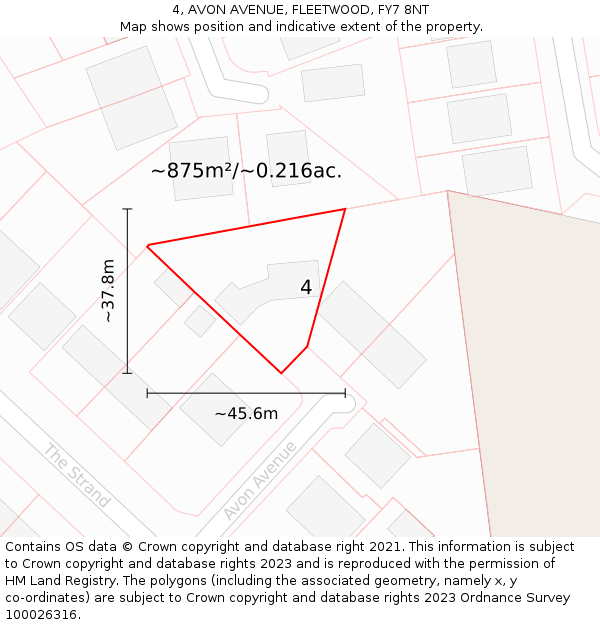 4, AVON AVENUE, FLEETWOOD, FY7 8NT: Plot and title map