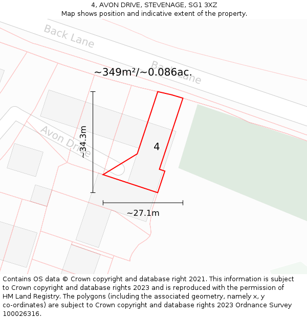 4, AVON DRIVE, STEVENAGE, SG1 3XZ: Plot and title map