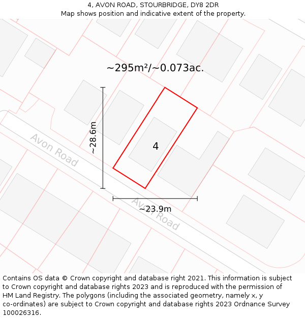 4, AVON ROAD, STOURBRIDGE, DY8 2DR: Plot and title map