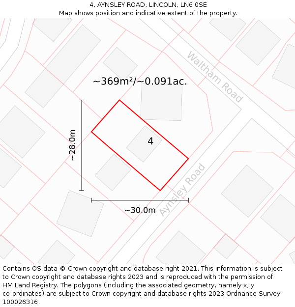 4, AYNSLEY ROAD, LINCOLN, LN6 0SE: Plot and title map