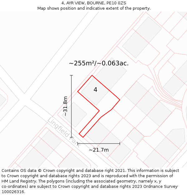 4, AYR VIEW, BOURNE, PE10 0ZS: Plot and title map