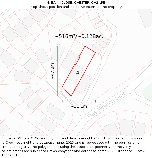 4, BANK CLOSE, CHESTER, CH2 1PB: Plot and title map