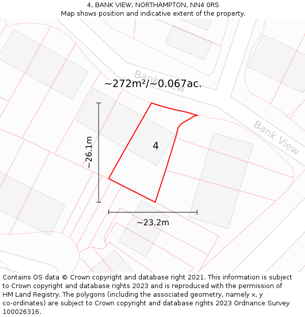 4, BANK VIEW, NORTHAMPTON, NN4 0RS: Plot and title map