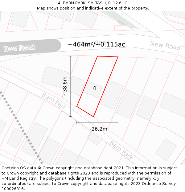 4, BARN PARK, SALTASH, PL12 6HG: Plot and title map