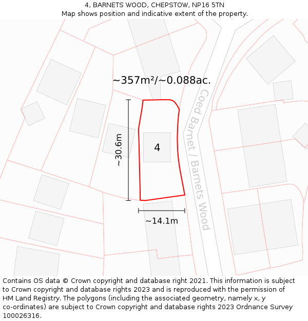 4, BARNETS WOOD, CHEPSTOW, NP16 5TN: Plot and title map