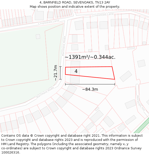 4, BARNFIELD ROAD, SEVENOAKS, TN13 2AY: Plot and title map