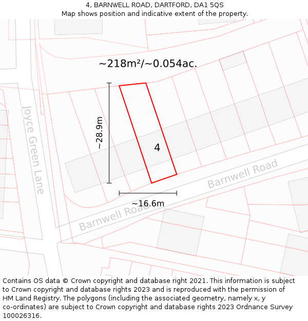 4, BARNWELL ROAD, DARTFORD, DA1 5QS: Plot and title map