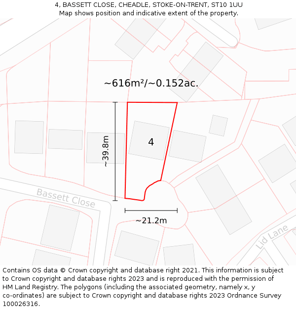 4, BASSETT CLOSE, CHEADLE, STOKE-ON-TRENT, ST10 1UU: Plot and title map