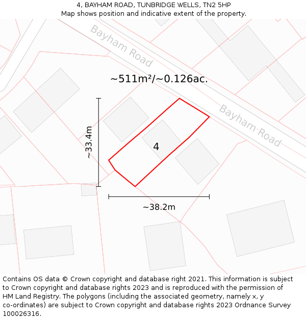 4, BAYHAM ROAD, TUNBRIDGE WELLS, TN2 5HP: Plot and title map