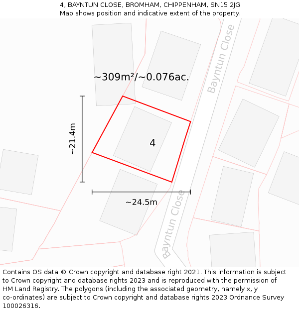 4, BAYNTUN CLOSE, BROMHAM, CHIPPENHAM, SN15 2JG: Plot and title map