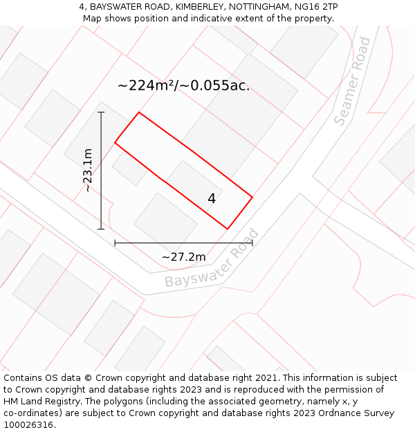 4, BAYSWATER ROAD, KIMBERLEY, NOTTINGHAM, NG16 2TP: Plot and title map