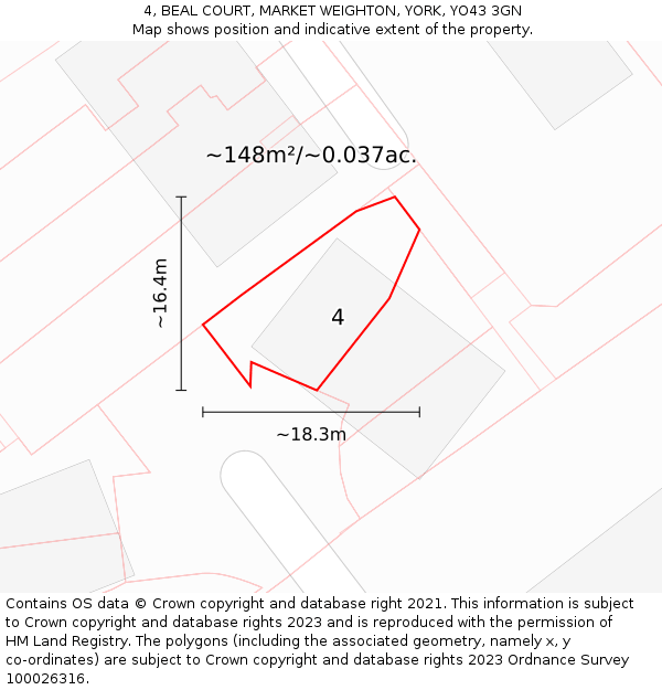 4, BEAL COURT, MARKET WEIGHTON, YORK, YO43 3GN: Plot and title map