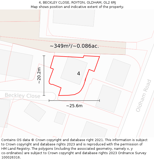 4, BECKLEY CLOSE, ROYTON, OLDHAM, OL2 6RJ: Plot and title map