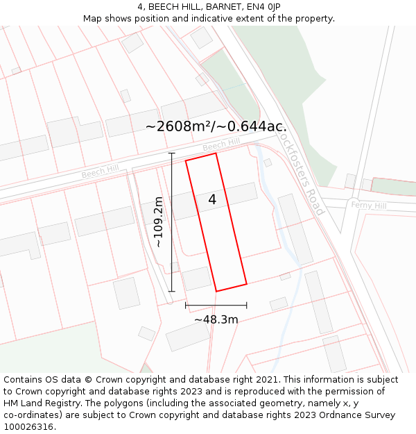 4, BEECH HILL, BARNET, EN4 0JP: Plot and title map