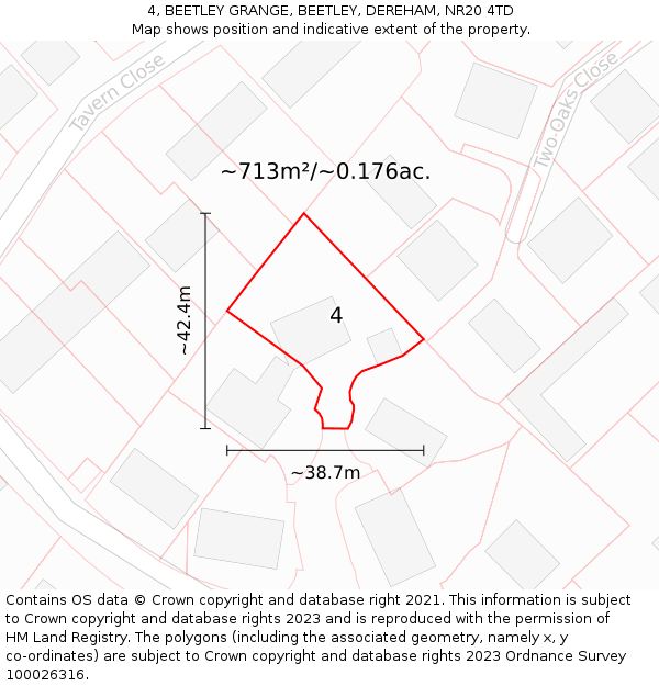 4, BEETLEY GRANGE, BEETLEY, DEREHAM, NR20 4TD: Plot and title map
