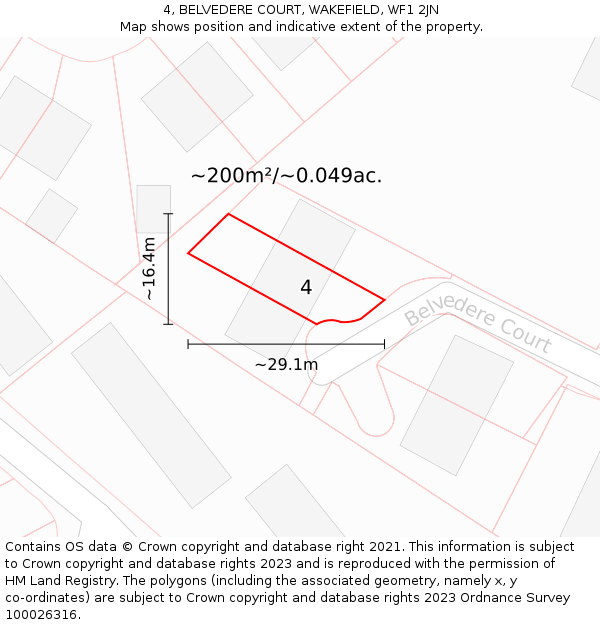 4, BELVEDERE COURT, WAKEFIELD, WF1 2JN: Plot and title map