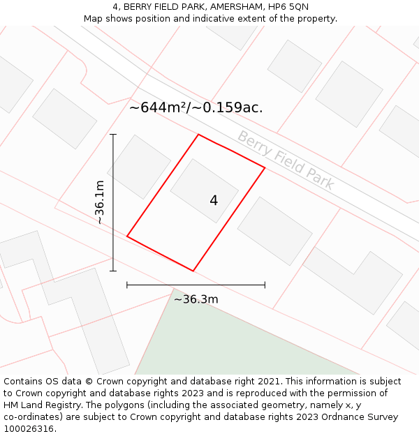 4, BERRY FIELD PARK, AMERSHAM, HP6 5QN: Plot and title map