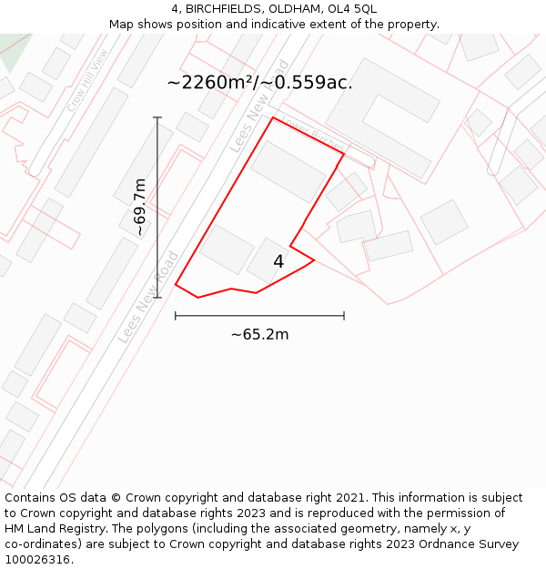 4, BIRCHFIELDS, OLDHAM, OL4 5QL: Plot and title map