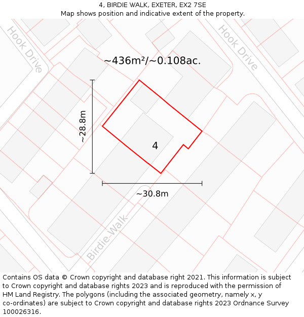 4, BIRDIE WALK, EXETER, EX2 7SE: Plot and title map