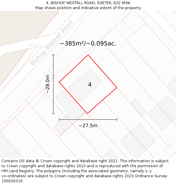 4, BISHOP WESTALL ROAD, EXETER, EX2 6NW: Plot and title map