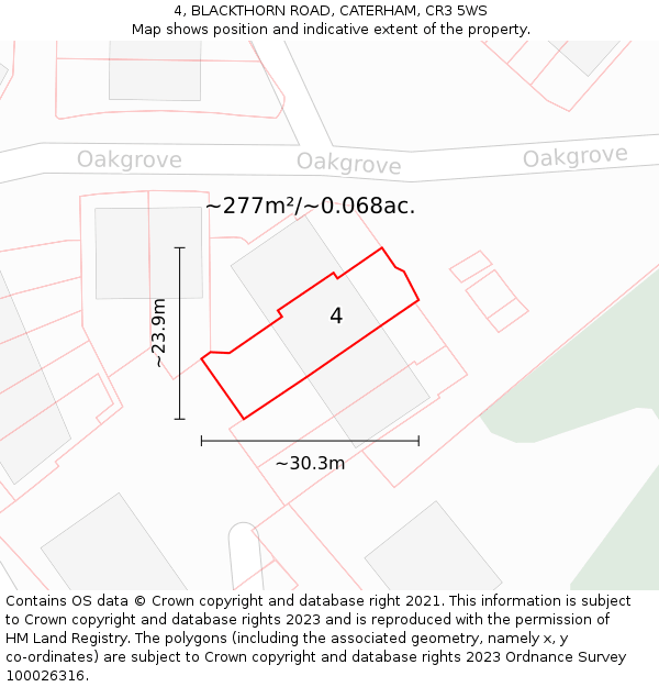 4, BLACKTHORN ROAD, CATERHAM, CR3 5WS: Plot and title map
