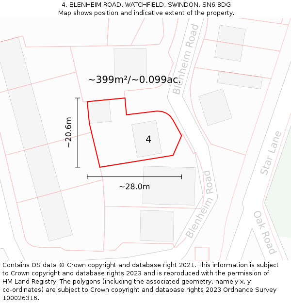 4, BLENHEIM ROAD, WATCHFIELD, SWINDON, SN6 8DG: Plot and title map