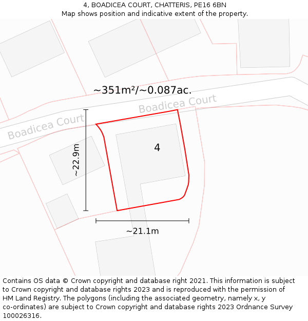 4, BOADICEA COURT, CHATTERIS, PE16 6BN: Plot and title map