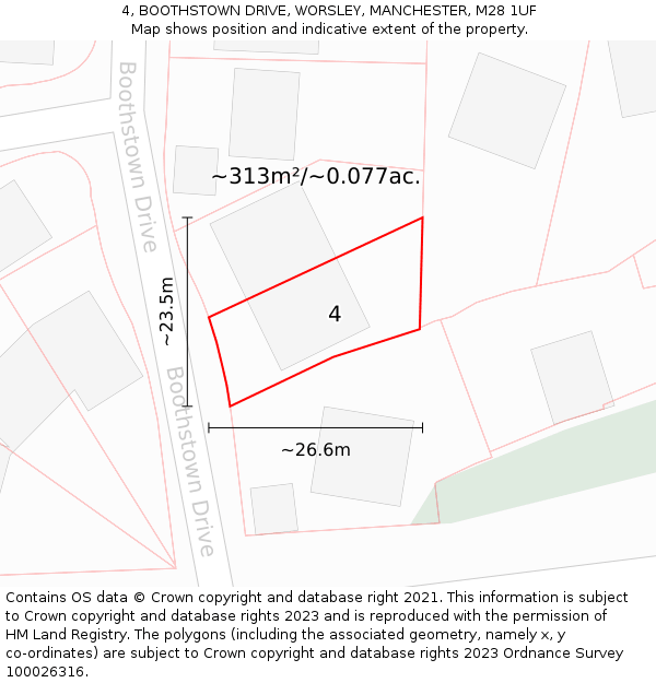 4, BOOTHSTOWN DRIVE, WORSLEY, MANCHESTER, M28 1UF: Plot and title map