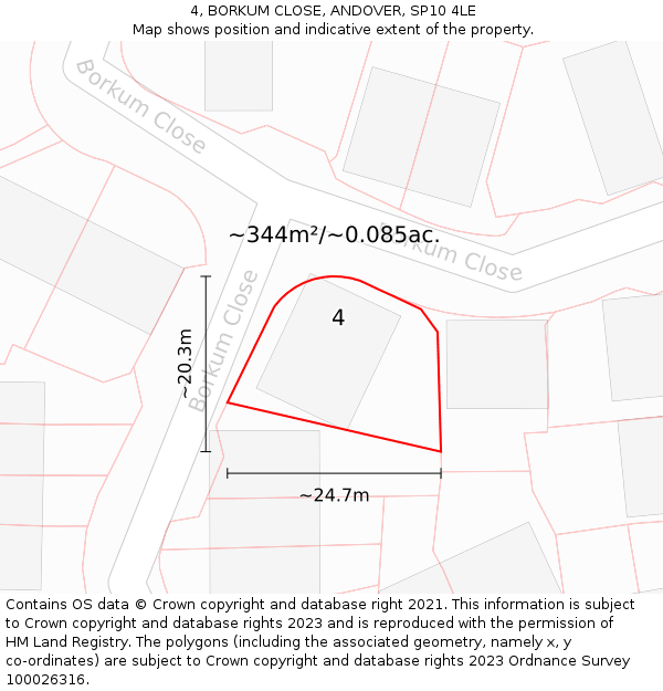 4, BORKUM CLOSE, ANDOVER, SP10 4LE: Plot and title map