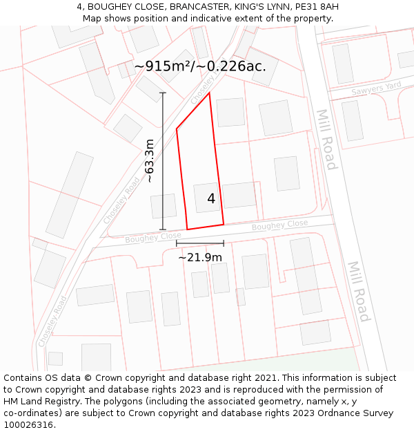 4, BOUGHEY CLOSE, BRANCASTER, KING'S LYNN, PE31 8AH: Plot and title map