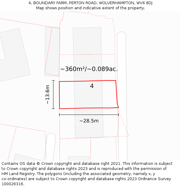 4, BOUNDARY FARM, PERTON ROAD, WOLVERHAMPTON, WV6 8DJ: Plot and title map