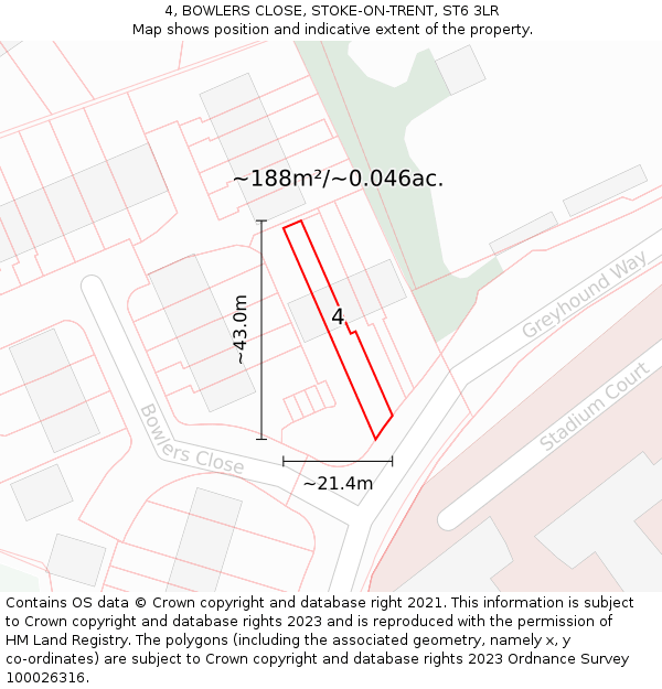 4, BOWLERS CLOSE, STOKE-ON-TRENT, ST6 3LR: Plot and title map