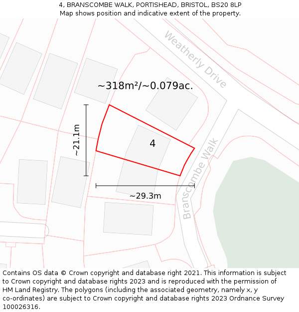 4, BRANSCOMBE WALK, PORTISHEAD, BRISTOL, BS20 8LP: Plot and title map