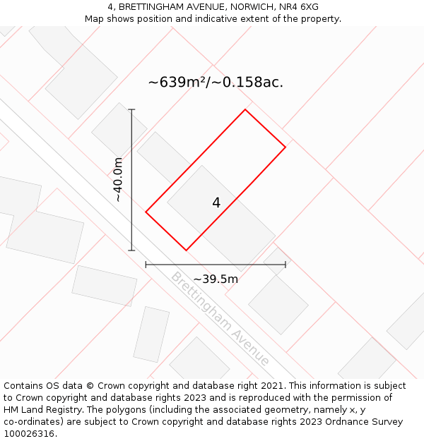 4, BRETTINGHAM AVENUE, NORWICH, NR4 6XG: Plot and title map