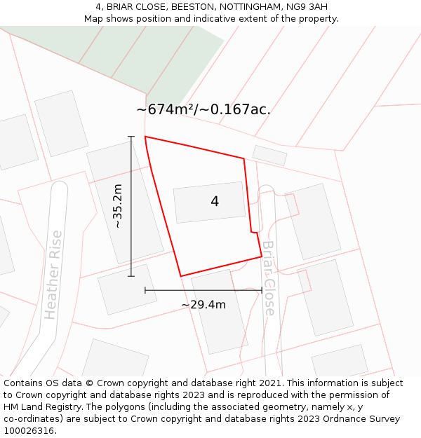 4, BRIAR CLOSE, BEESTON, NOTTINGHAM, NG9 3AH: Plot and title map