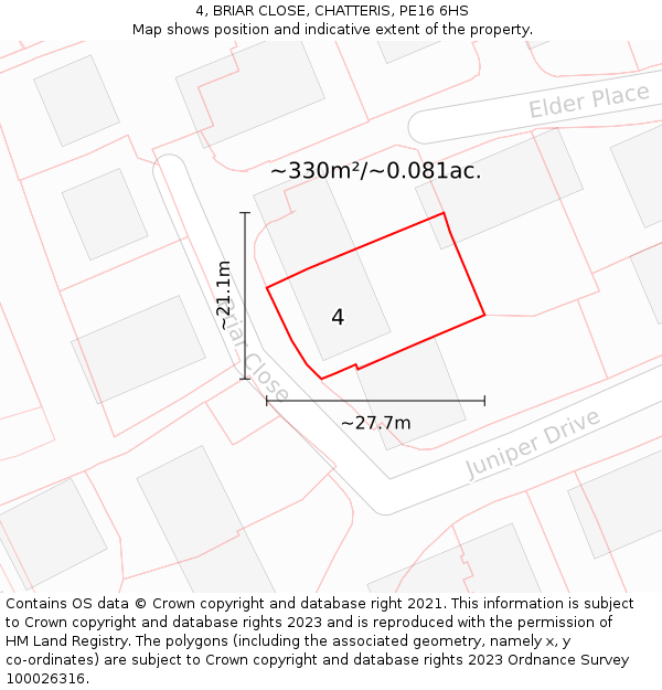 4, BRIAR CLOSE, CHATTERIS, PE16 6HS: Plot and title map