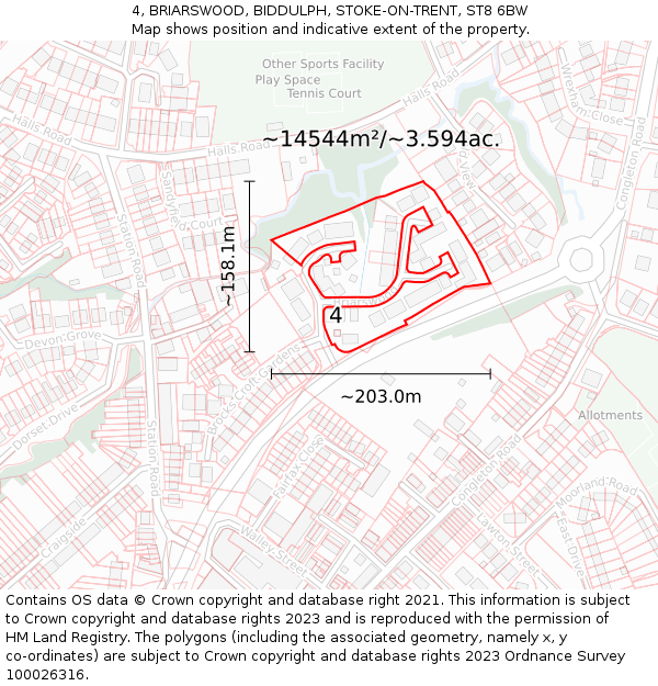 4, BRIARSWOOD, BIDDULPH, STOKE-ON-TRENT, ST8 6BW: Plot and title map