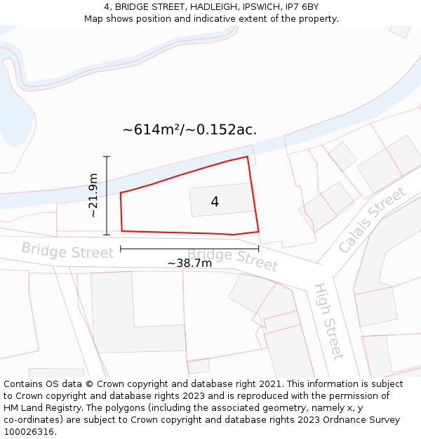 4, BRIDGE STREET, HADLEIGH, IPSWICH, IP7 6BY: Plot and title map